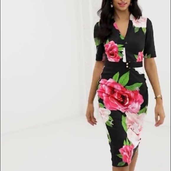 Ted Baker Dresses & Skirts - TED BAKER Gilanno Magnificent V neck Bodycon Dress Black Size 3